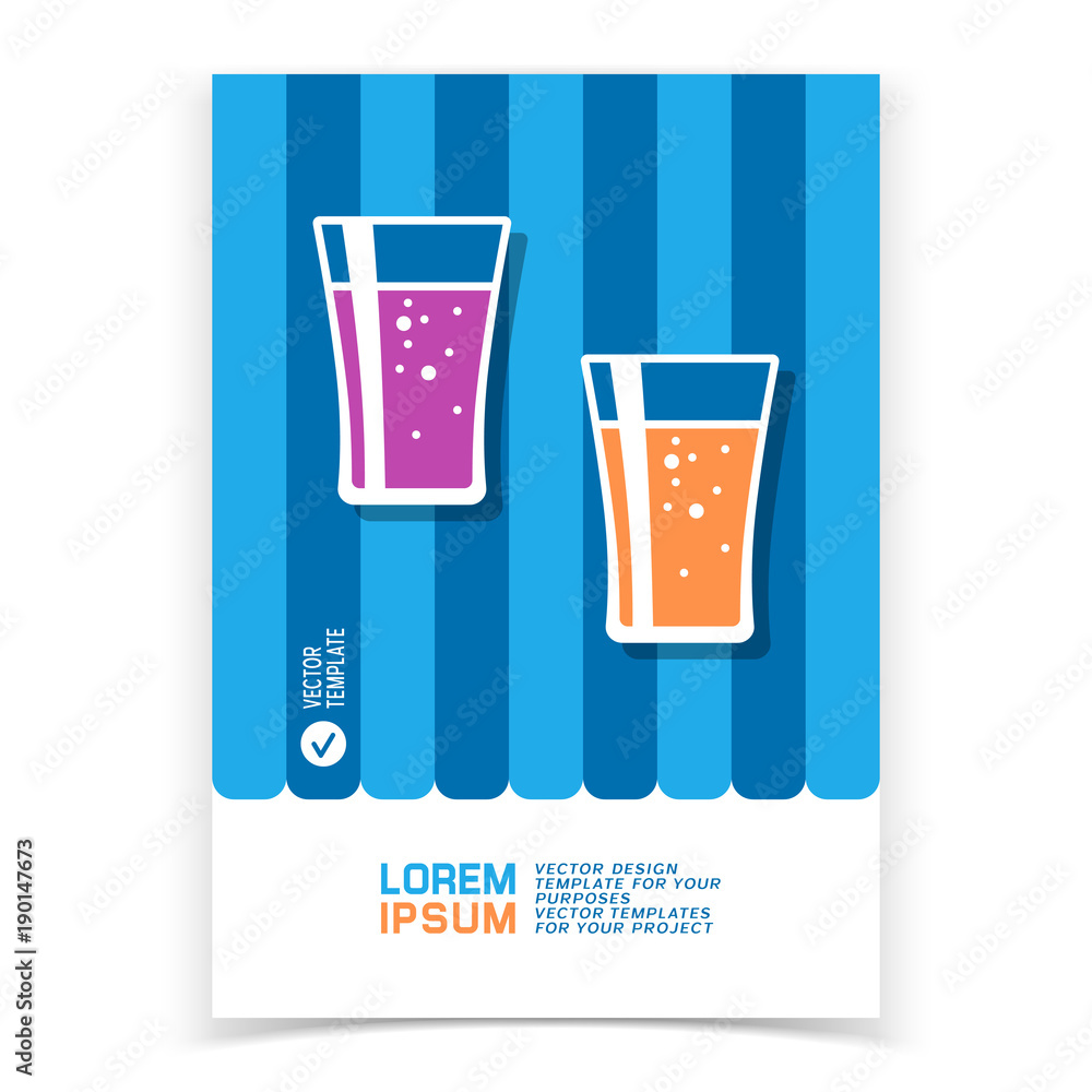 Brochure or web banner design with drinking glass icon Brochure or web banner design with drinking glass icon