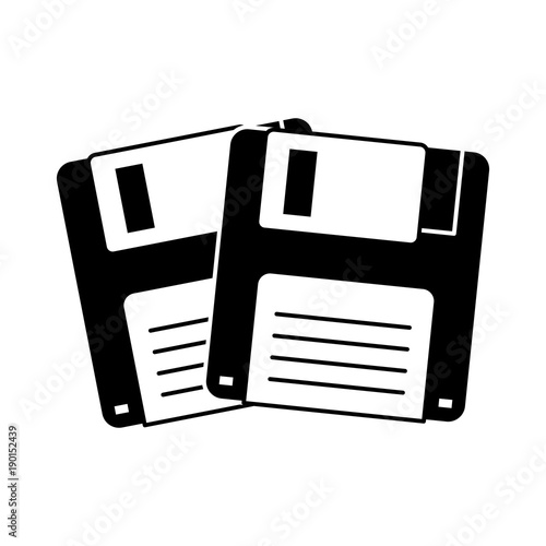 two floppy memory vintage backup vector illustration