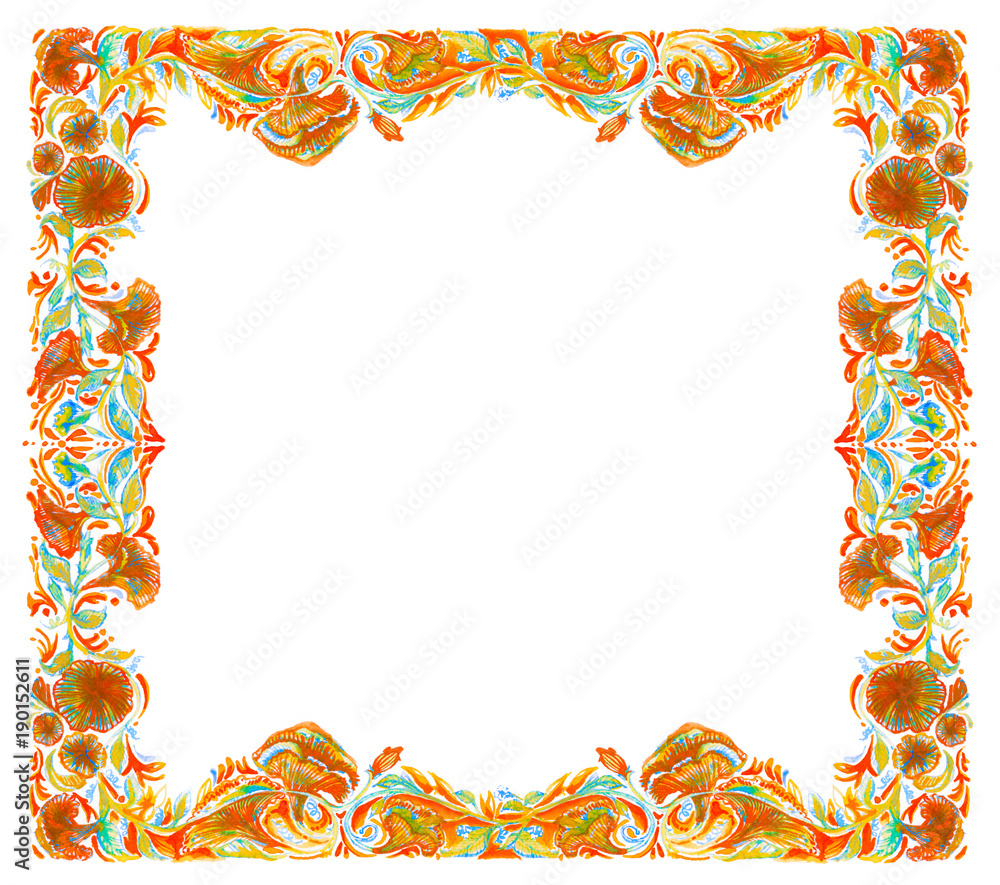 Obraz premium Background frame flower in flora apply art retro contemporary water color quadrangle