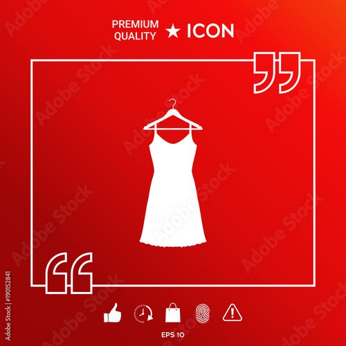 Sundress, Evening dress, combination or nightie on the wardrobe hanger , the silhouette. Menu item in the web design