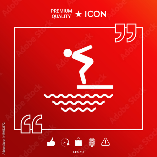 Swimmer on a springboard, Jumping into the water - icon