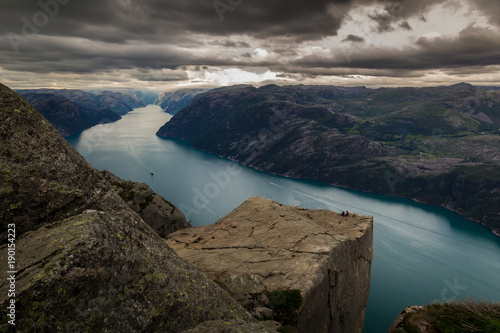 Preiekestolen - The Pulpit Rock, Norwegian Cliff Tourist Destination at Lysefjorden, Stavanger, Norway