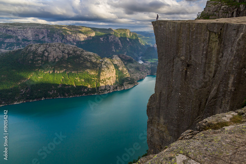 Preiekestolen - The Pulpit Rock, Norwegian Cliff Tourist Destination at Lysefjorden, Stavanger, Norway