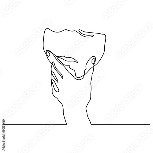 Continuous line drawing. Man covering his mouth with hand. Vector illustration