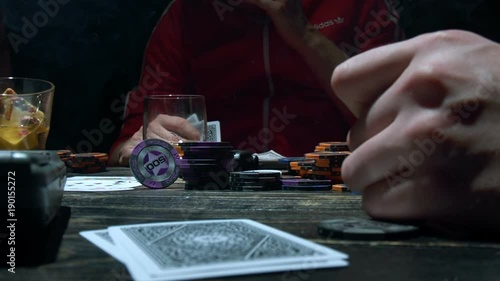 Poker chip spinning on the table