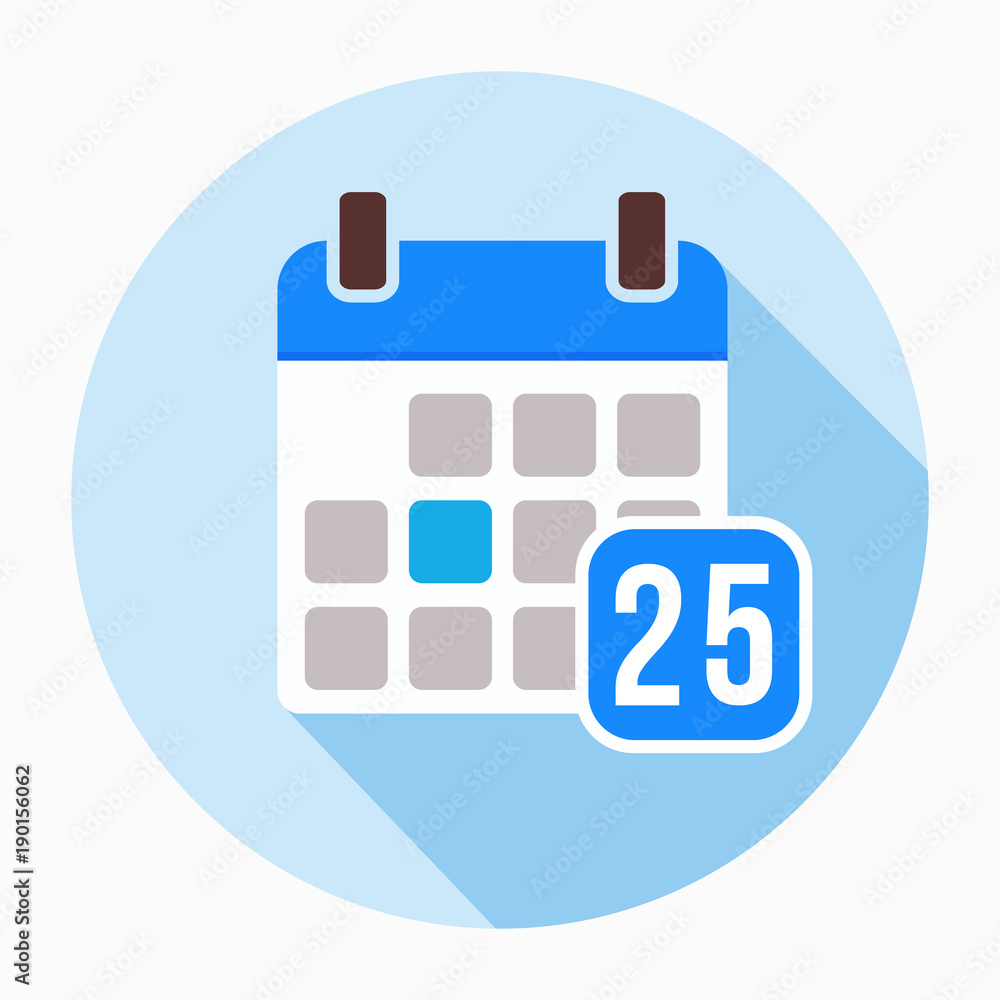 Fototapeta premium Calendar with number 25 icon vector.