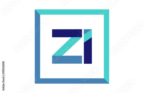 ZI Square Ribbon Letter Logo 