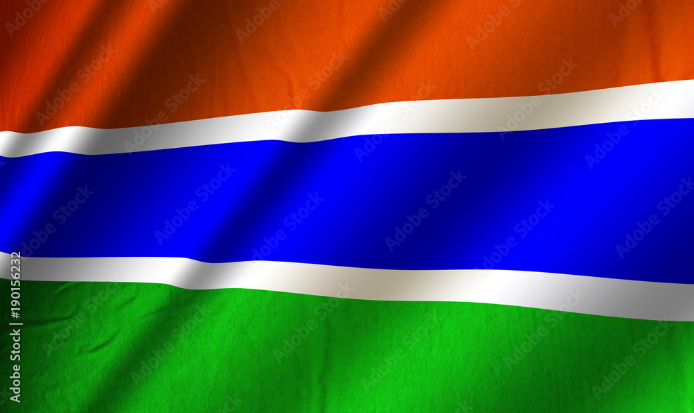Authentic colorful textile Gambia flag Authentic colorful textile Gambia flag