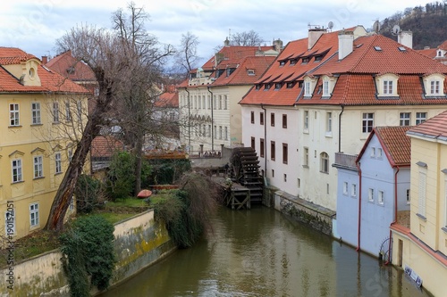 Prague - Certovka river. Channel between Kampa island and Mala strana in Czech Republic