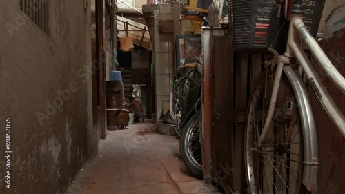 Small streets atmosphere in Hanoi, capital city of Vietnam photo