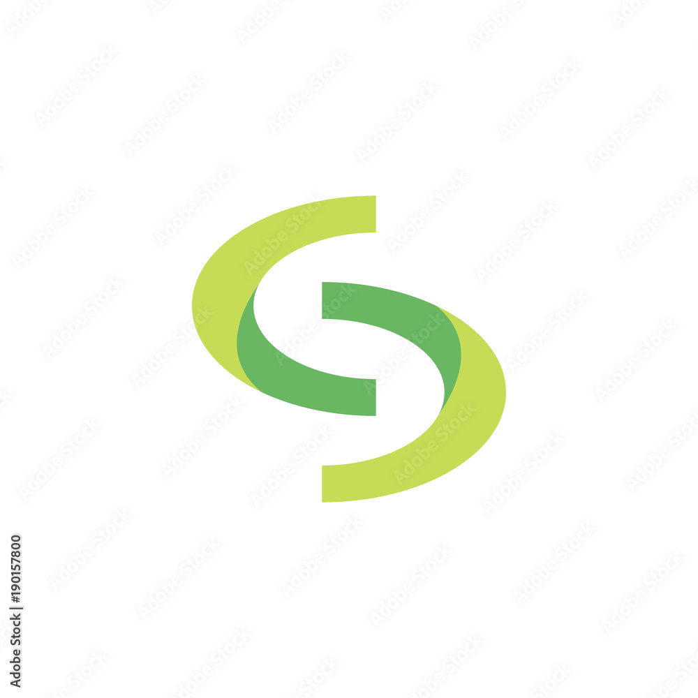 Unique letter S in negative space with green color Unique letter S in negative space with green color