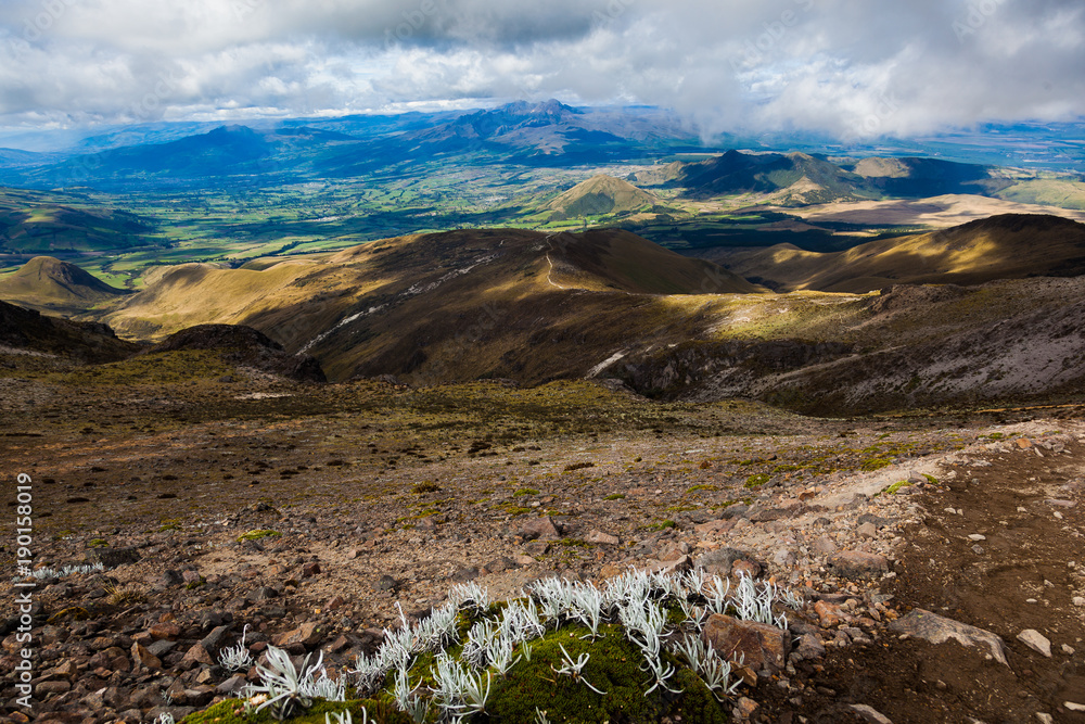 Andean Ecuadorian landscape, where you can see the relief, the fields and the peaks Andean Ecuadorian landscape, where you can see the relief, the fields and the peaks