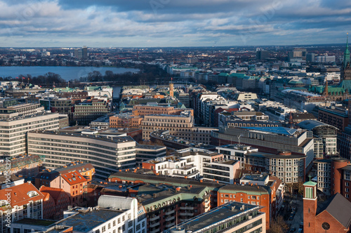 Aerial view over city of Hamburg in Germany © Gestur