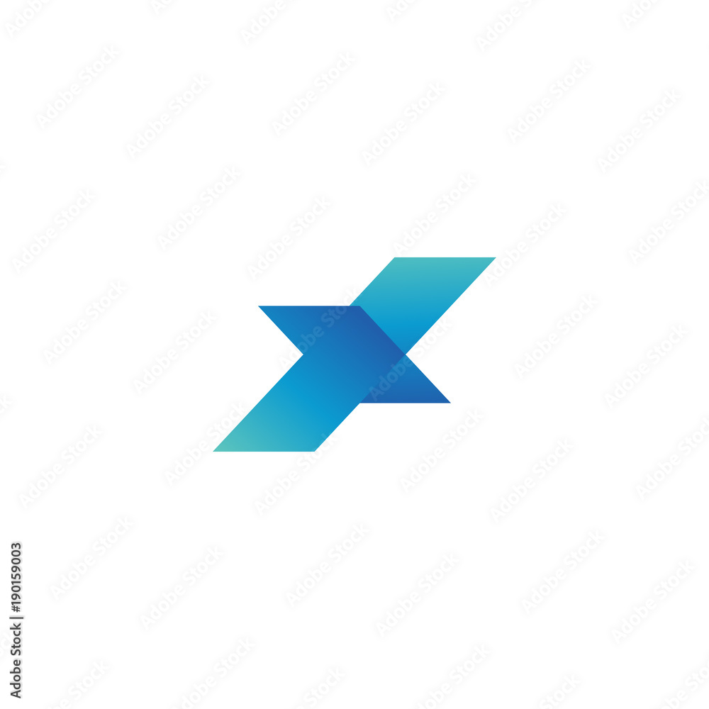 Elegant letter X in blue gradient vector Elegant letter X in blue gradient vector