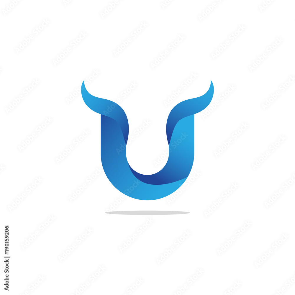 Elegant letter U in blue gradient vector Elegant letter U in blue gradient vector