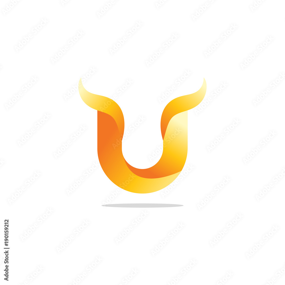 Elegant letter U in yellow gradient vector Elegant letter U in yellow gradient vector
