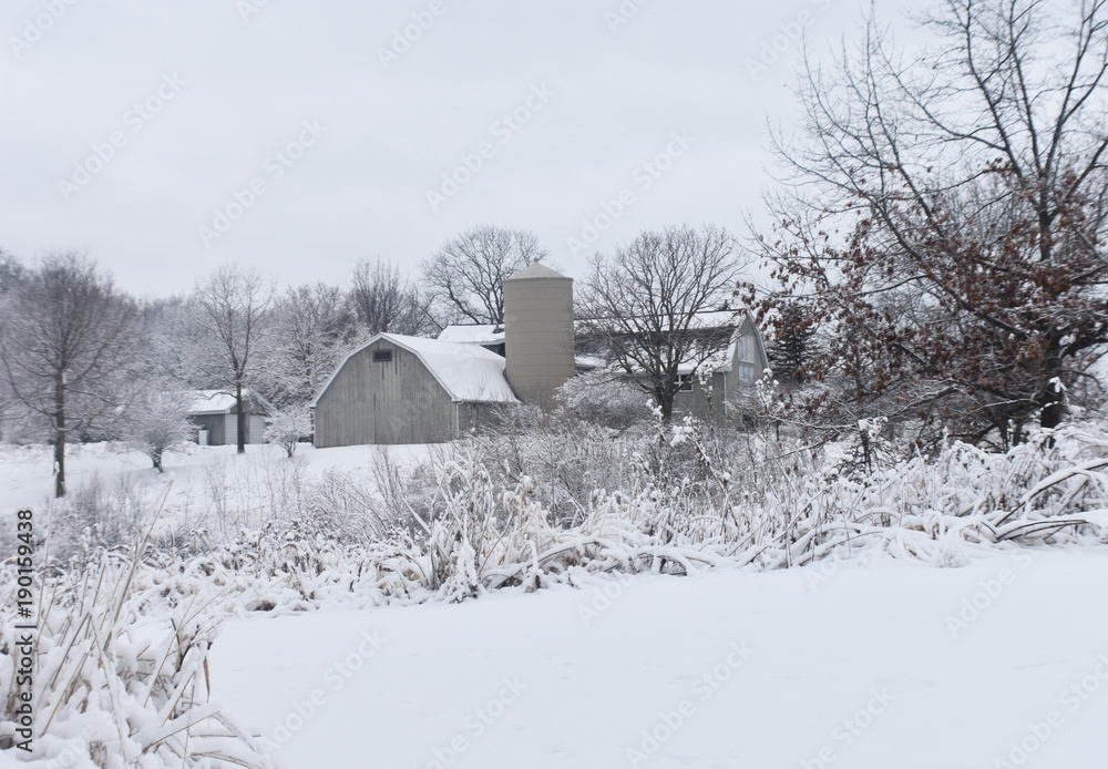 Snow Covered Farm HOuse and Silo Snow Covered Farm HOuse and Silo