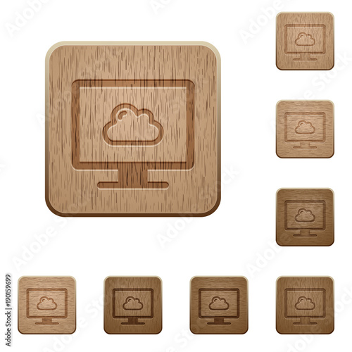 Cloud computing wooden buttons