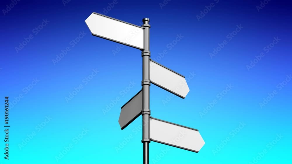 3D signpost (roadsign) with four arrows - animation 3D signpost (roadsign) with four arrows - animation