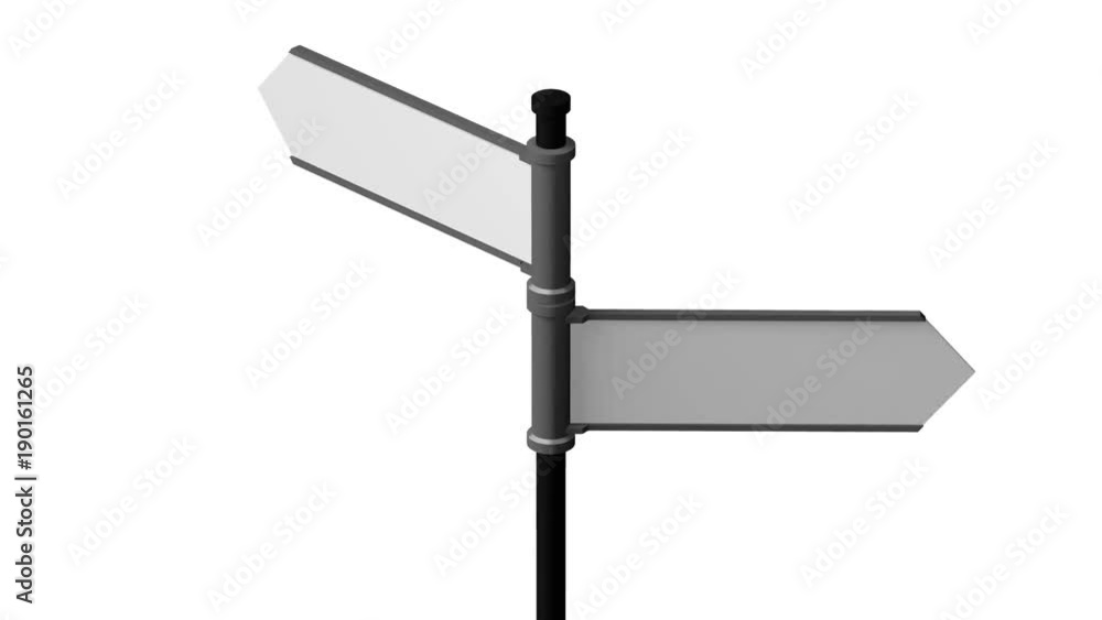 3D signpost (roadsign) with two arrows on white background - animation ...
