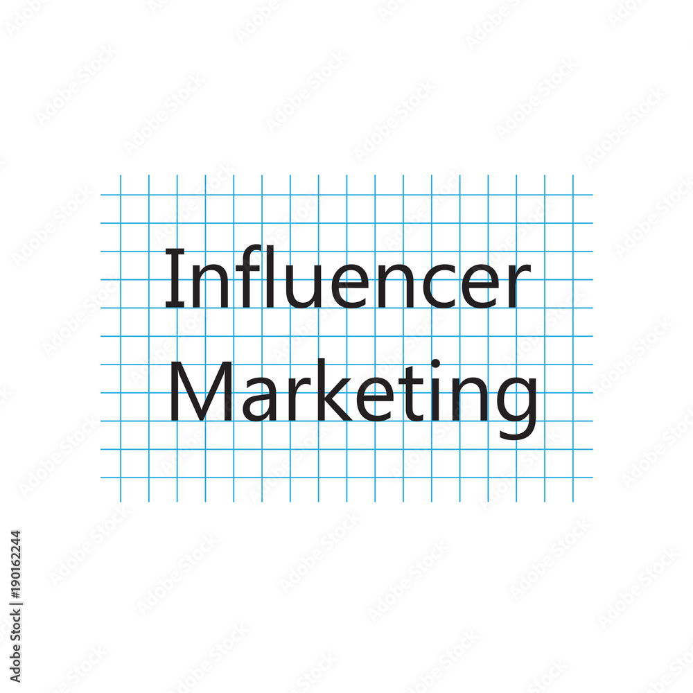 Influencer Marketing written on checkered paper sheet- vector illustration