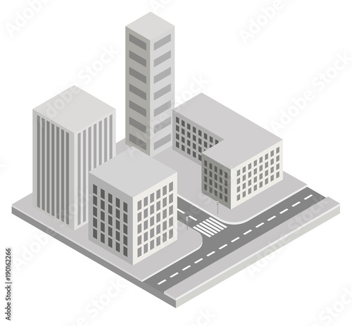 BUILDINGS, CITY ISOMETRIC ILLUSTRATION VECTOR