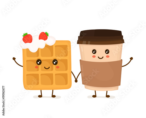 Cute smiling funny viennese waffle