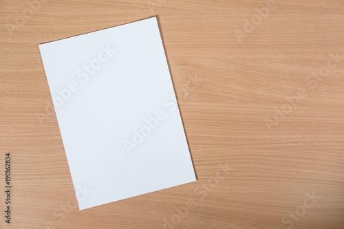 blank sheet of paper lying on the table with a place for text and documents