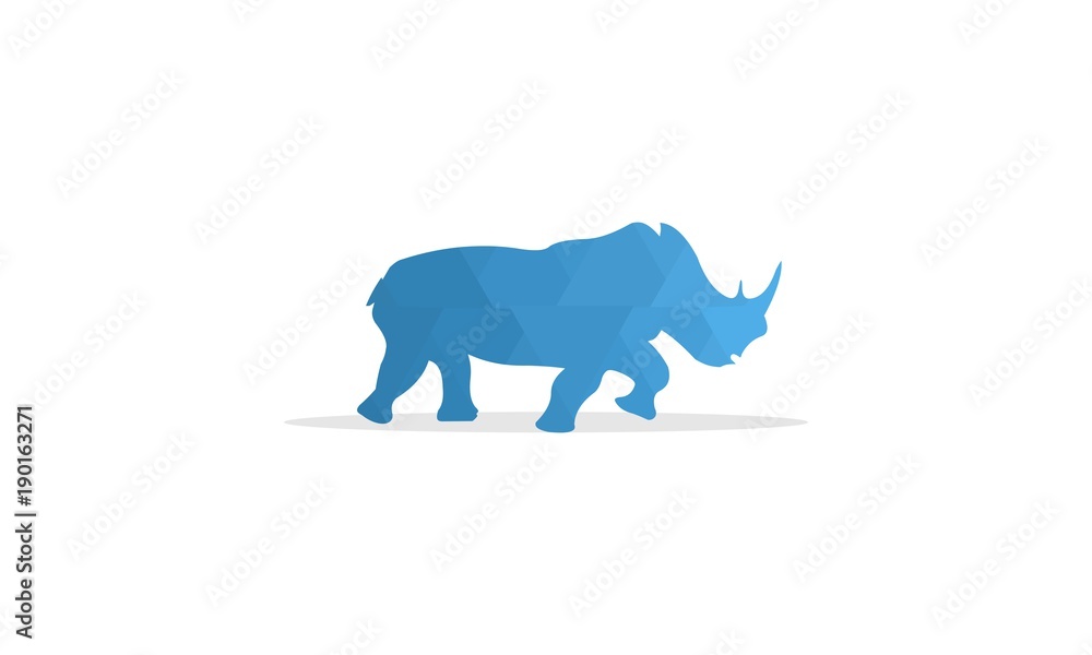 rhino polygonal origami colorful logo template design, Blue Colorful Rhino polygon logo template