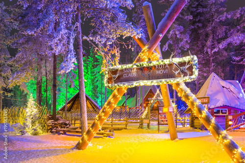 unique Igloo in Santa Claus Village in Rovaniemi in Lapland, on Arctic Circle at Christmas Time in Finland photo