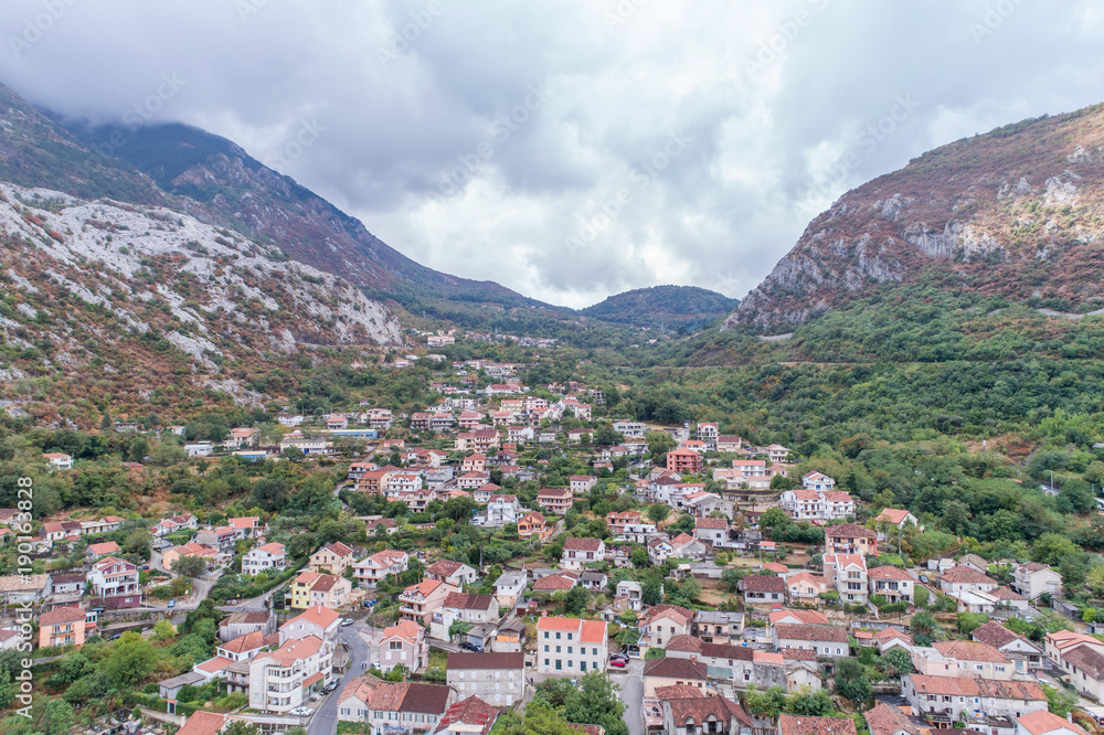Aerial view of the city of Kotor. Montenegro.