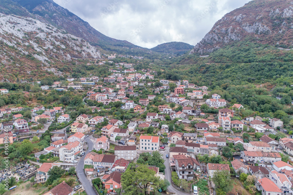 Aerial view of the city of Kotor. Montenegro.