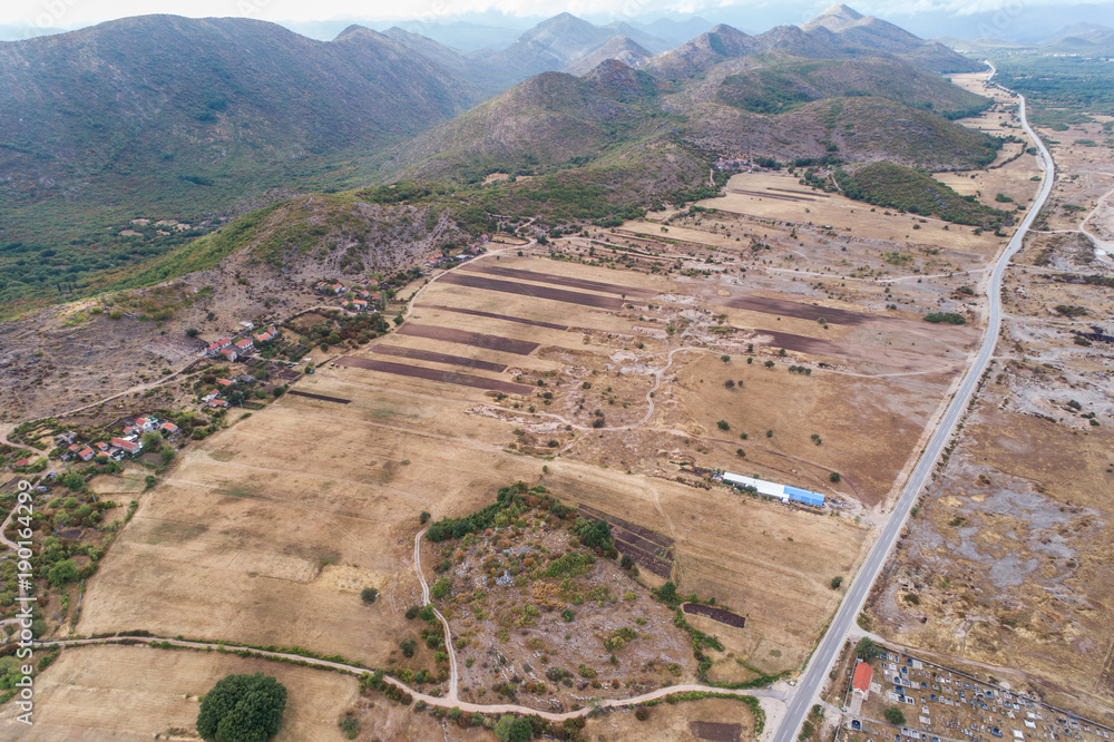 Aerial view of the fields in the vicinity of the village of Grab. Bosnia and Hercegovina. 