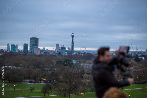 Shooting video in the morning at Primrose hill, London photo