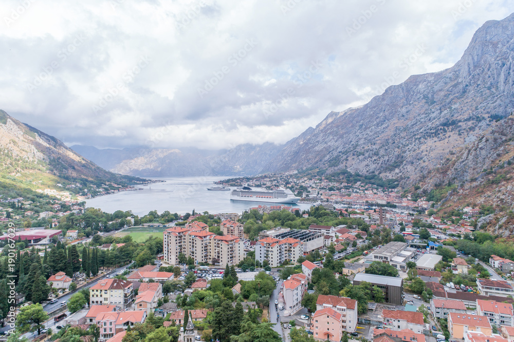 Aerial view on Bay Kotor. Montenegro. 