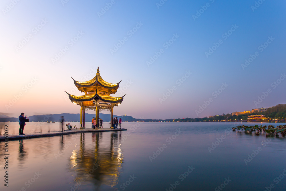 Fototapeta premium old style architecture on lake