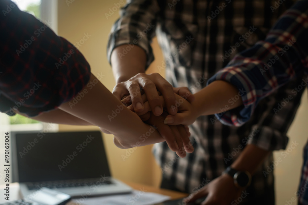 Business teamwork join hands together. Business teamwork success concept