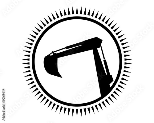 circle excavator excavation heavy machinery builder image vector icon logo