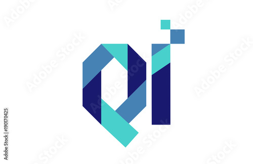 QI Digital Ribbon Letter Logo 