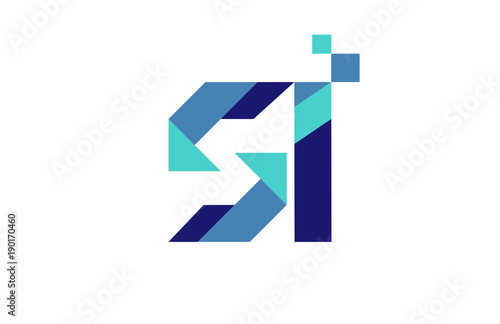 Free Download SI Digital Ribbon Letter Logo  - GFXLoad