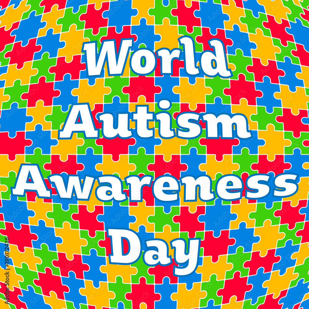 Colorful Jigsaw with Text World Autism Awareness Day