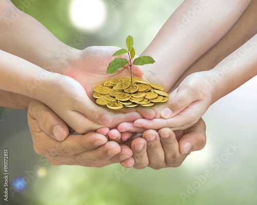 Canvas Print Retirement planning, family financial investment and legacy concept with father