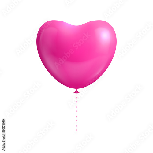 Heart shape balloon isolated. Balloon heart shaped isolated pink for designers and illustrators. Gasbag pink color in the form of a vector illustration