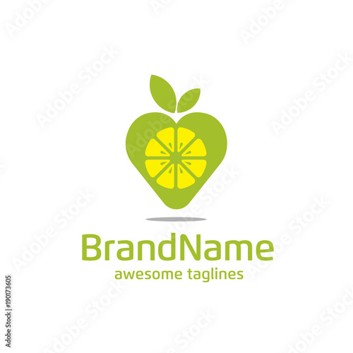 love lemon logo concept, lemon love and leaf logo, Vibrant juicy ripe citrus fruit collection