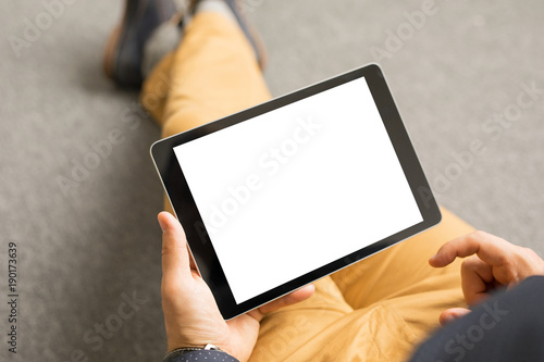 Template and mockup for tablet app design, horizontal screen orientation