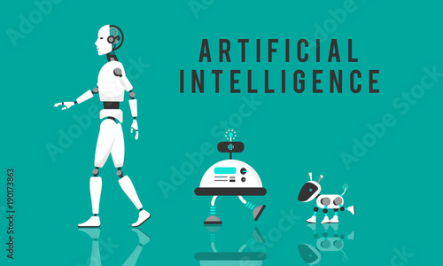 AI diverse robot with high technology illustration design