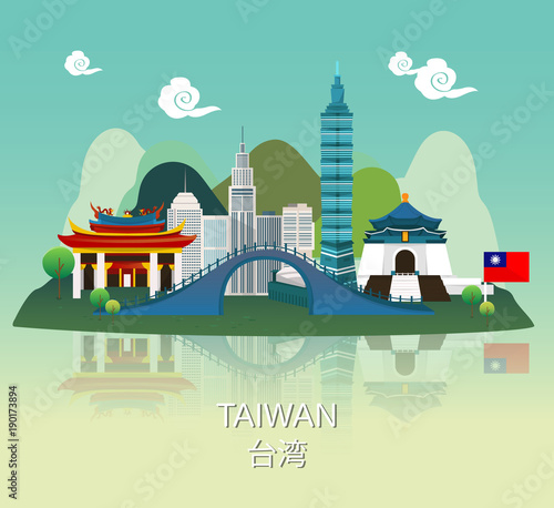 Traveling to Taiwan with landmark of infographic