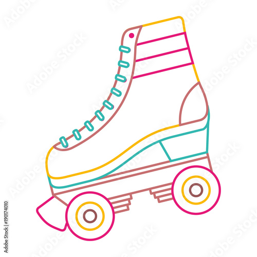 classic roller skate laced wheels retro fashion vector illustration color line image