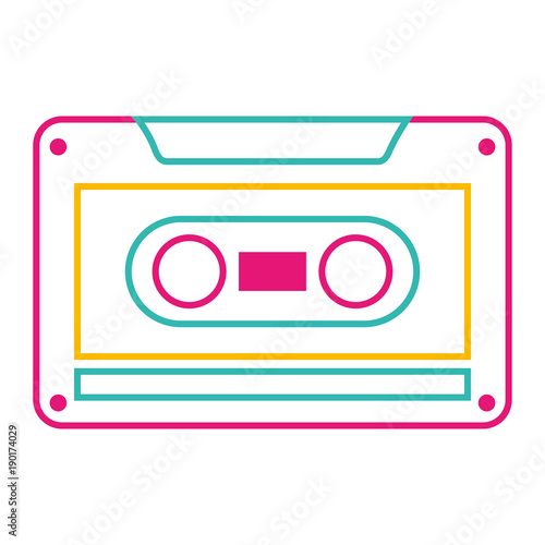 old retro audio tape record listen vector illustation color line image