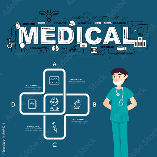 A doctor with medical icons of infographic design